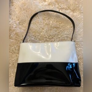 Kate Spade Black and White Patent Leather Shoulder Handbag
